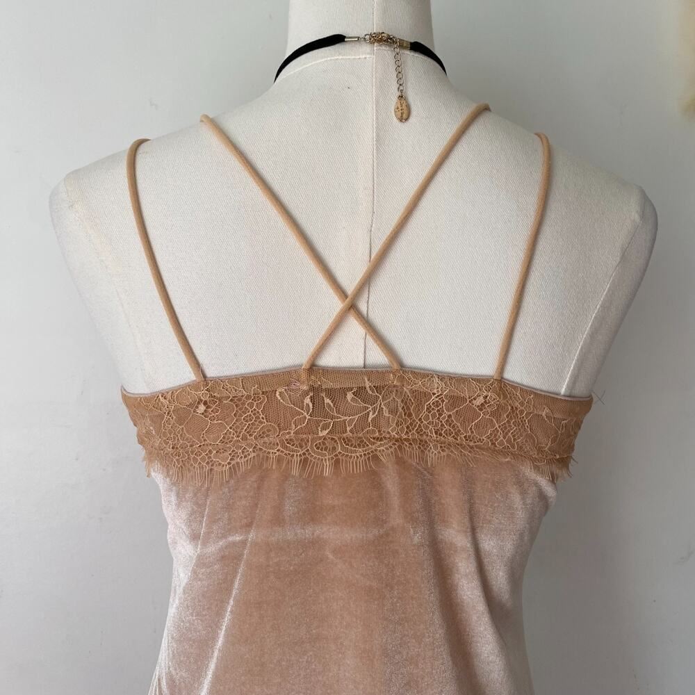 Davi &Dani Womens Y2K Velvet Babydoll Tank Top Cami Size S Lace Fairy Whimsigoth - Picture 5 of 12